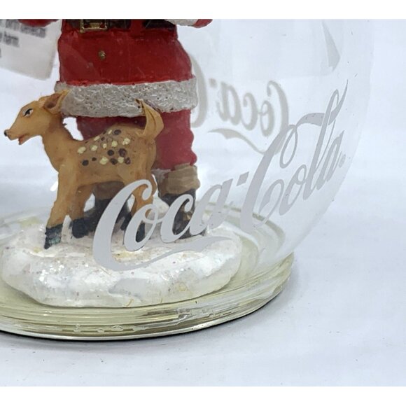 2 Coca-Cola Christmas Lighted Ornaments Santa w/Fawn & Snow Man Vintage Radiance - Picture 4 of 10